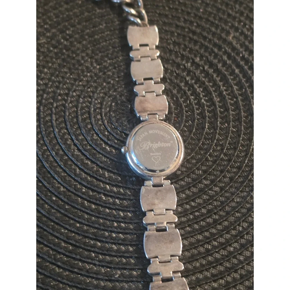 Brighton Bentley Women Silver Gold Tone Oval Face Link Watch Toggle Closure